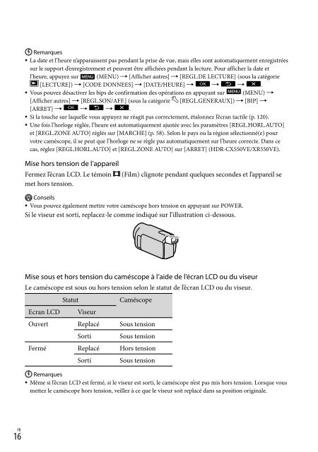 Sony HDR-XR550E - HDR-XR550E Istruzioni per l'uso Francese