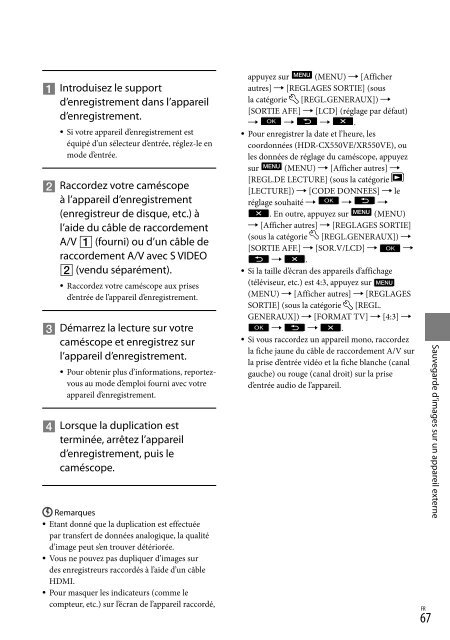 Sony HDR-XR550E - HDR-XR550E Istruzioni per l'uso Francese