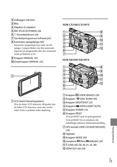 Sony HDR-XR550E - HDR-XR550E Istruzioni per l'uso Svedese