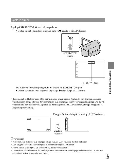 Sony HDR-XR550E - HDR-XR550E Istruzioni per l'uso Svedese