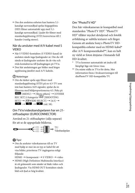 Sony HDR-XR550E - HDR-XR550E Istruzioni per l'uso Svedese