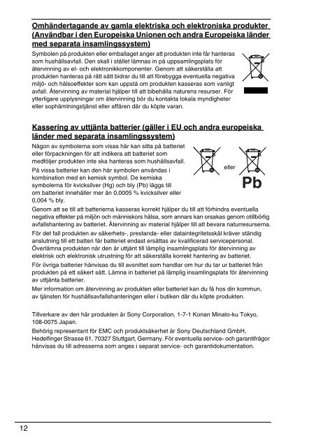 Sony VPCEC4S1E - VPCEC4S1E Documenti garanzia Finlandese