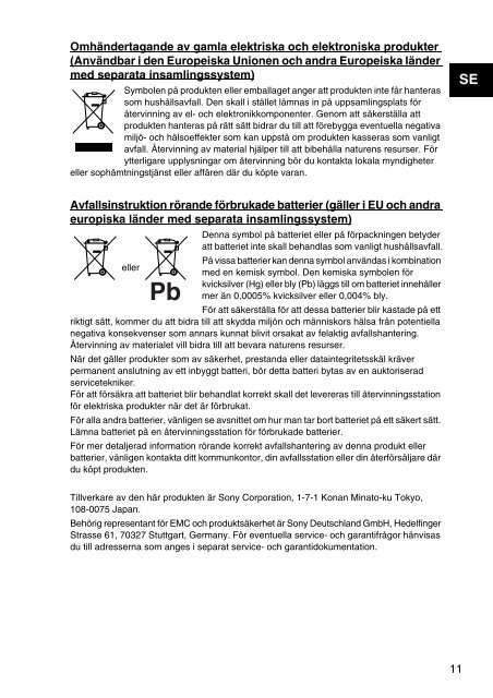 Sony VPCZ23V9R - VPCZ23V9R Documents de garantie Finlandais