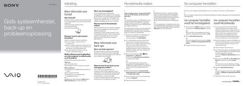 Sony VPCZ23V9R - VPCZ23V9R Guide de d&eacute;pannage N&eacute;erlandais