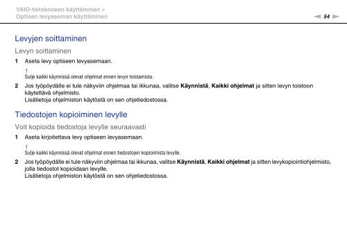 Sony VPCZ23V9R - VPCZ23V9R Mode d'emploi Finlandais