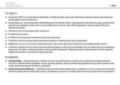 Sony VPCZ23V9R - VPCZ23V9R Mode d'emploi Turc