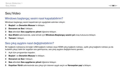 Sony VPCZ23V9R - VPCZ23V9R Mode d'emploi Turc