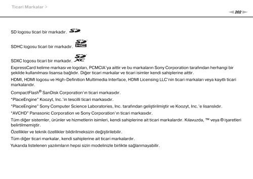 Sony VPCZ23V9R - VPCZ23V9R Mode d'emploi Turc