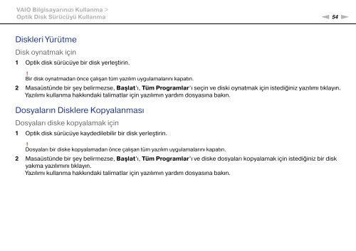 Sony VPCZ23V9R - VPCZ23V9R Mode d'emploi Turc