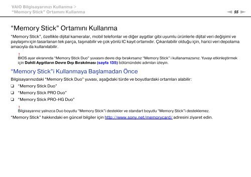 Sony VPCZ23V9R - VPCZ23V9R Mode d'emploi Turc