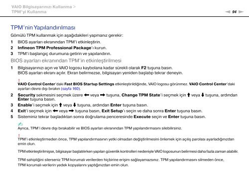 Sony VPCZ23V9R - VPCZ23V9R Mode d'emploi Turc