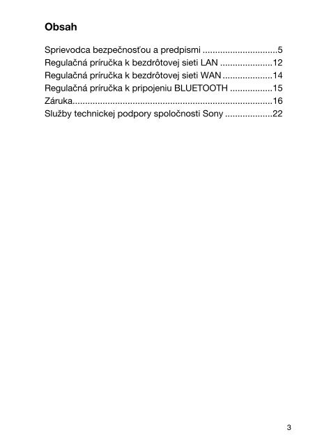 Sony VPCZ23V9R - VPCZ23V9R Documents de garantie Slovaque