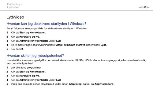 Sony VPCZ23V9R - VPCZ23V9R Mode d'emploi Danois