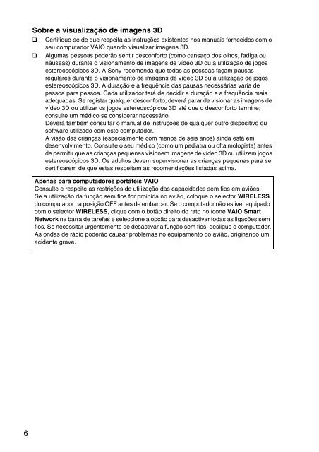 Sony VPCZ23V9R - VPCZ23V9R Documents de garantie Portugais