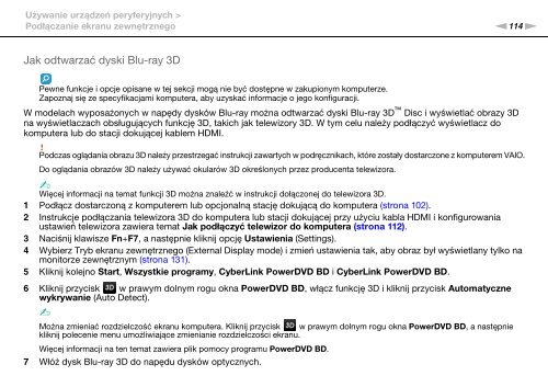 Sony VPCZ23V9R - VPCZ23V9R Mode d'emploi Polonais