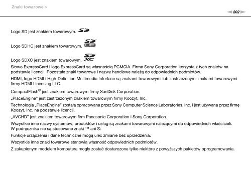 Sony VPCZ23V9R - VPCZ23V9R Mode d'emploi Polonais