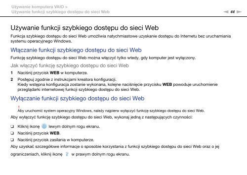 Sony VPCZ23V9R - VPCZ23V9R Mode d'emploi Polonais