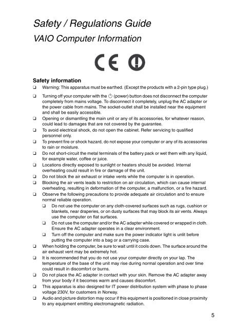 Sony VPCZ23V9R - VPCZ23V9R Documents de garantie Anglais