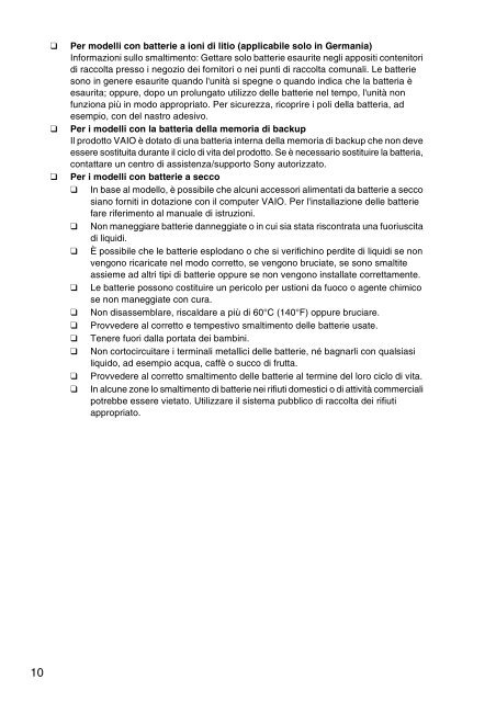 Sony VPCZ23V9R - VPCZ23V9R Documents de garantie Italien