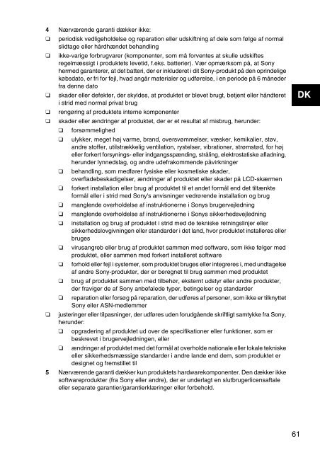 Sony VPCZ23V9R - VPCZ23V9R Documents de garantie Norv&eacute;gien