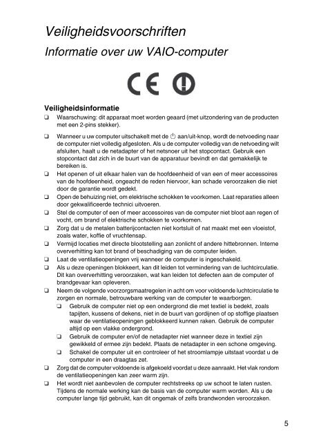 Sony VPCZ23V9R - VPCZ23V9R Documents de garantie N&eacute;erlandais