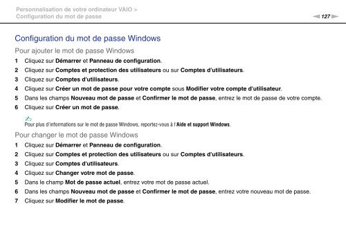 Sony VPCZ23V9R - VPCZ23V9R Mode d'emploi Fran&ccedil;ais