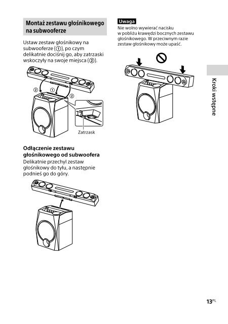 Sony HT-GT1 - HT-GT1 Mode d'emploi Polonais