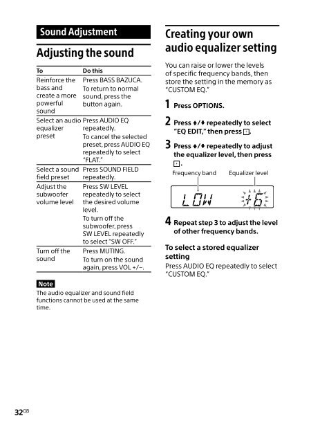 Sony HT-GT1 - HT-GT1 Mode d'emploi Anglais