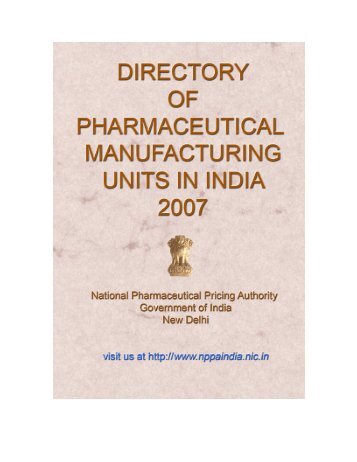 the Directory of Pharmaceutical Manufacturing Units in India - NPPA