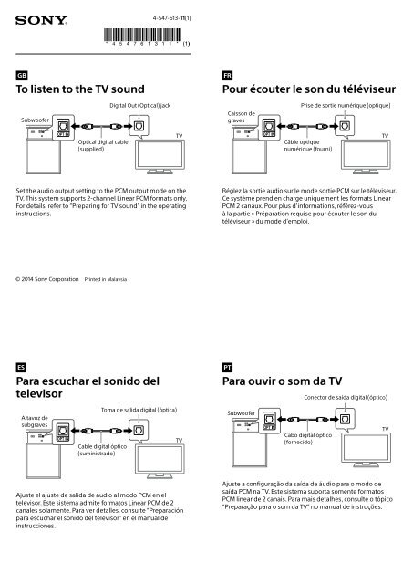 Sony HT-GT1 - HT-GT1 Mode d'emploi Portugais