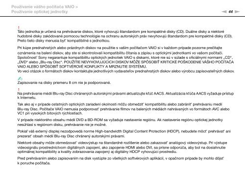 Sony VPCZ13M9E - VPCZ13M9E Mode d'emploi Slovaque