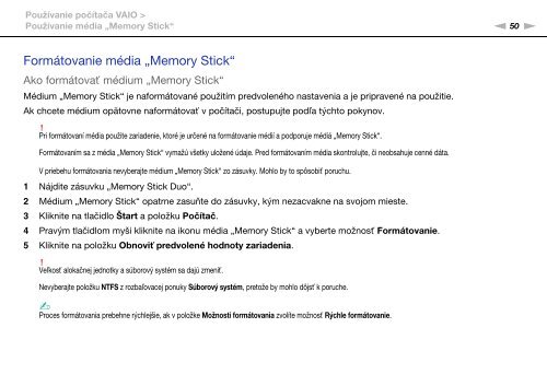 Sony VPCEC4S1E - VPCEC4S1E Istruzioni per l'uso Slovacco