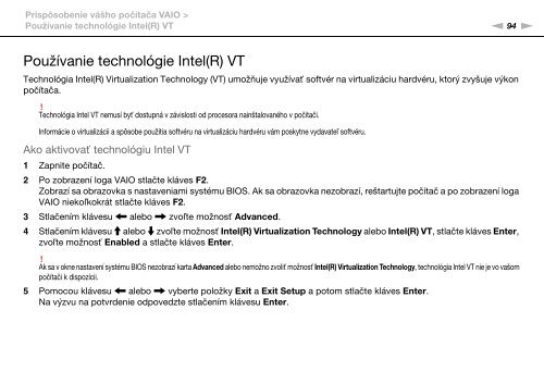 Sony VPCEC4S1E - VPCEC4S1E Istruzioni per l'uso Slovacco