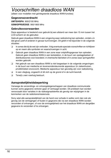 Sony VPCEC4S1E - VPCEC4S1E Documenti garanzia Olandese