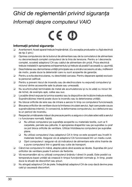 Sony VPCEC4S1E - VPCEC4S1E Documenti garanzia Rumeno