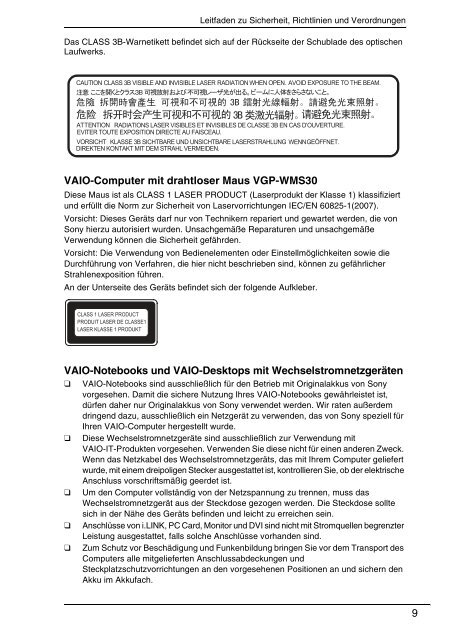 Sony VPCEC4S1E - VPCEC4S1E Documenti garanzia Tedesco