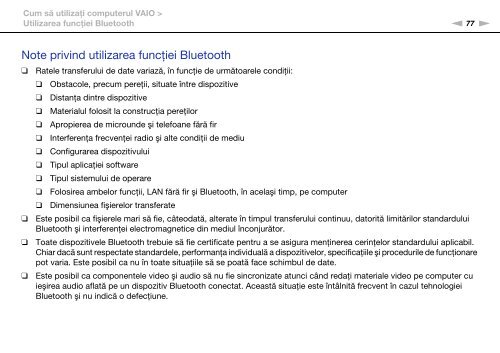 Sony VPCEC4S1E - VPCEC4S1E Istruzioni per l'uso Rumeno