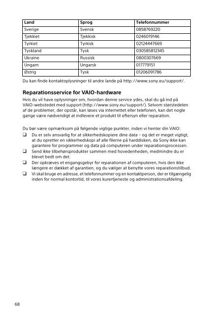 Sony SVT1122B4E - SVT1122B4E Documenti garanzia Norvegese