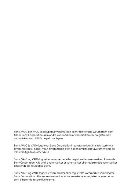 Sony SVT1122B4E - SVT1122B4E Documenti garanzia Svedese