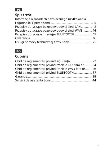 Sony SVT1122B4E - SVT1122B4E Documenti garanzia Rumeno