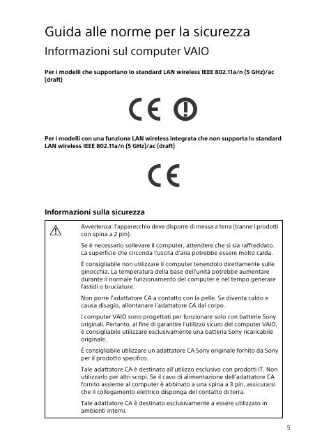 Sony SVT1122B4E - SVT1122B4E Documenti garanzia Italiano