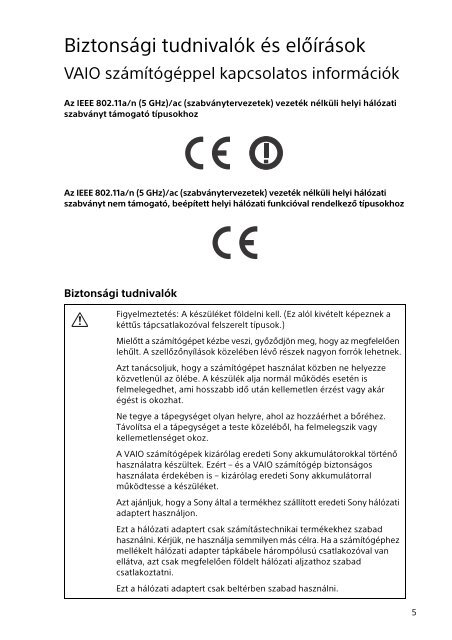 Sony SVT1122B4E - SVT1122B4E Documenti garanzia Ungherese