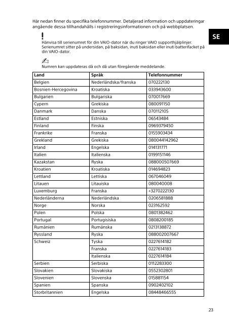 Sony SVT1122B4E - SVT1122B4E Documenti garanzia Danese