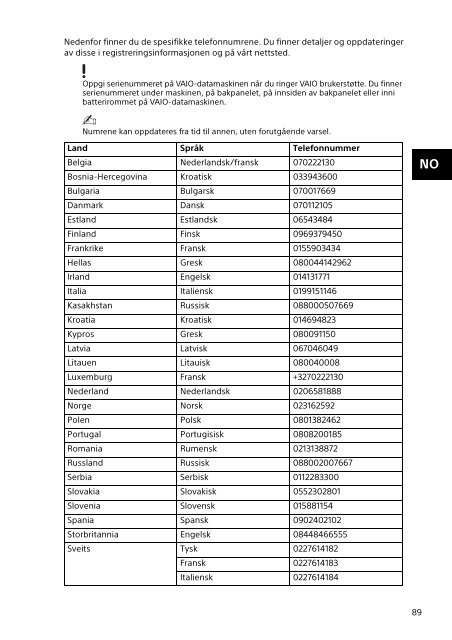 Sony SVT1122B4E - SVT1122B4E Documenti garanzia Danese