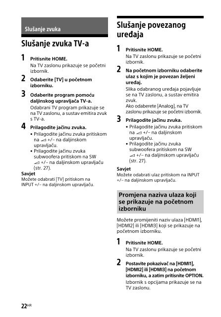 Sony HT-CT790 - HT-CT790 Istruzioni per l'uso Croato