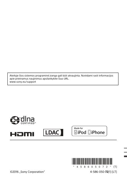 Sony HT-CT790 - HT-CT790 Istruzioni per l'uso Lituano