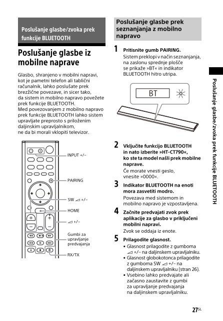 Sony HT-CT790 - HT-CT790 Istruzioni per l'uso Sloveno