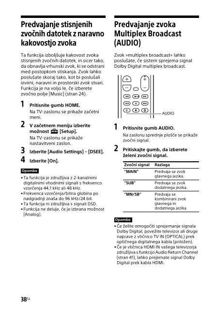 Sony HT-CT790 - HT-CT790 Istruzioni per l'uso Sloveno