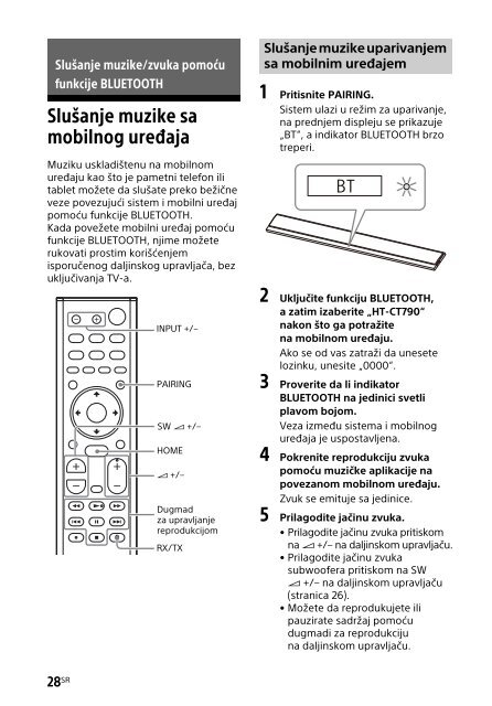 Sony HT-CT790 - HT-CT790 Istruzioni per l'uso Serbo