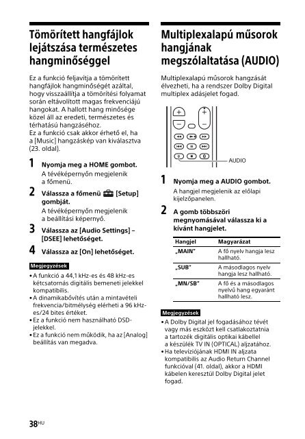Sony HT-CT790 - HT-CT790 Istruzioni per l'uso Ungherese